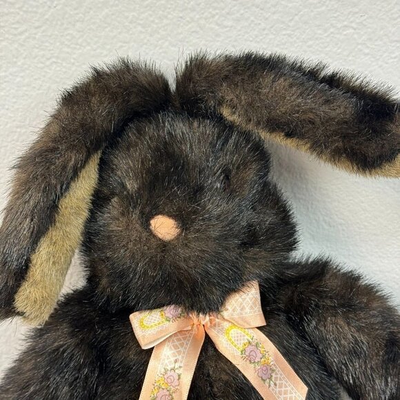 Commonwealth Easter Bunny Rabbit Plush Bow Stuffed Toy Brown Medium - Picture 3 of 10